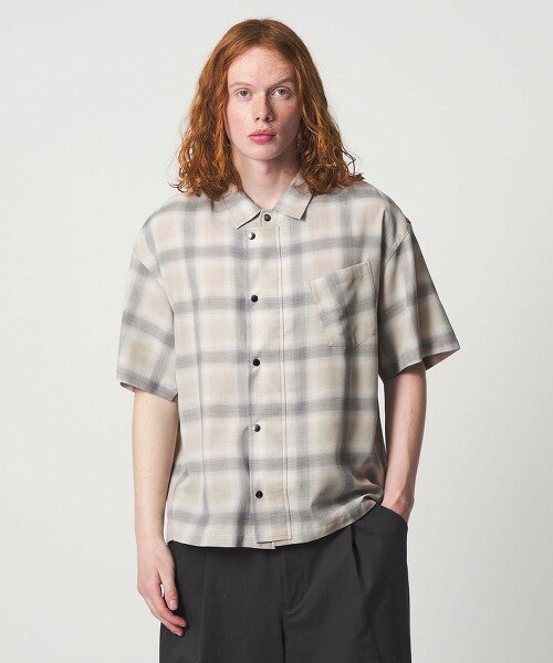 ＜UNITED ARROWS & SONS＞ 格紋壓扣短袖襯衫