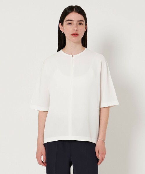 ＜D.O UNITED ARROWS BY DAISUKE OBANA for WOMEN＞ 半拉鍊圓領T恤 日本製