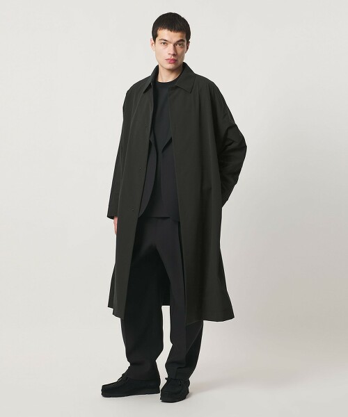 ＜D.O UNITED ARROWS BY DAISUKE OBANA＞ 塔夫綢土耳其袖巴爾瑪肯大衣 黑色