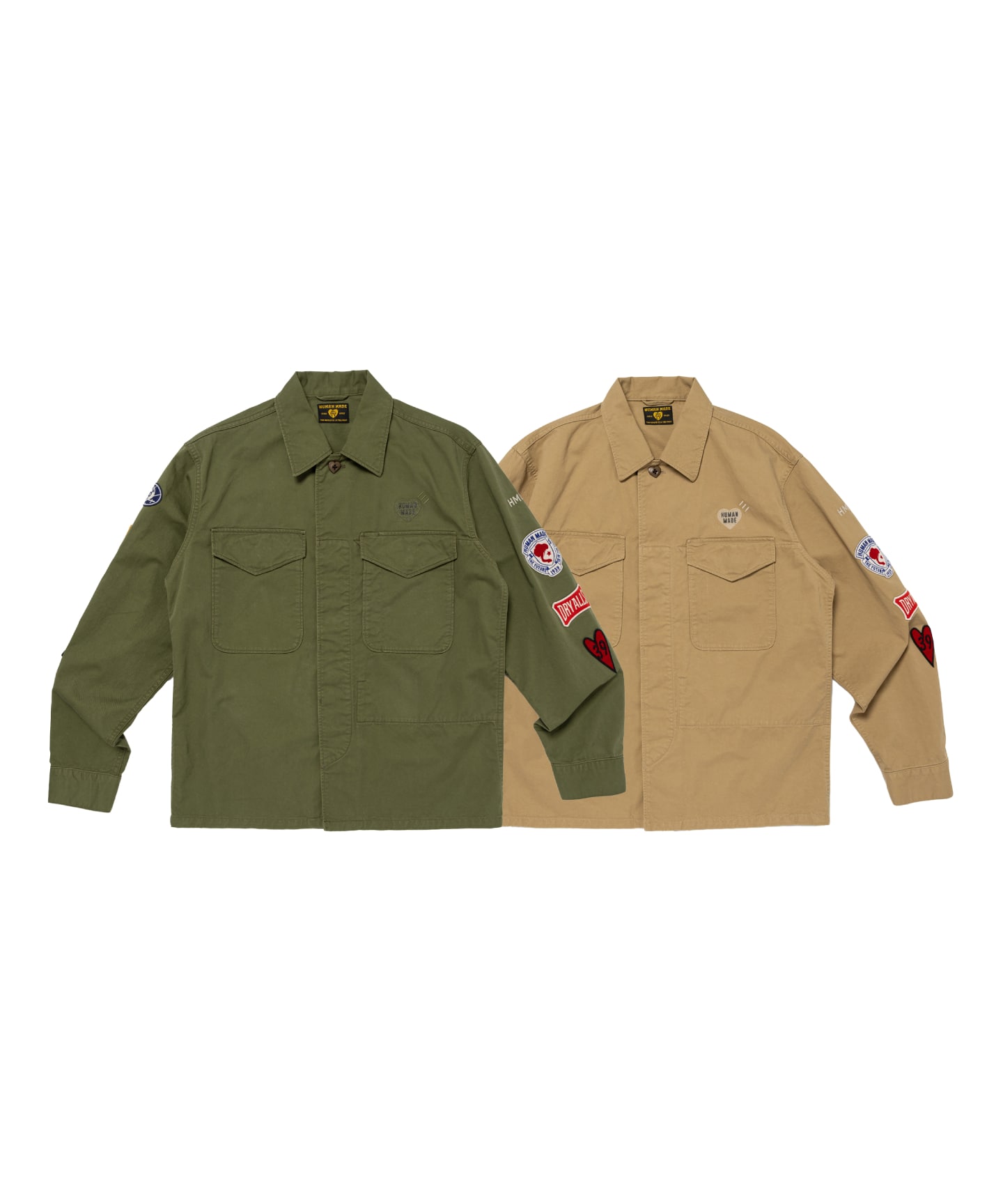 未使用　24ss　HUMAN MADE PATCHED MILITARY シャツ Human Made Patched Military Shirt Olive - | ORIGINALFOOK