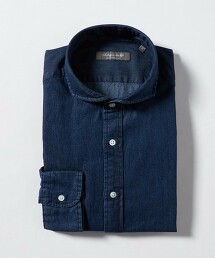 ＜A DAY IN THE LIFE＞靛藍斜紋切角領襯衫