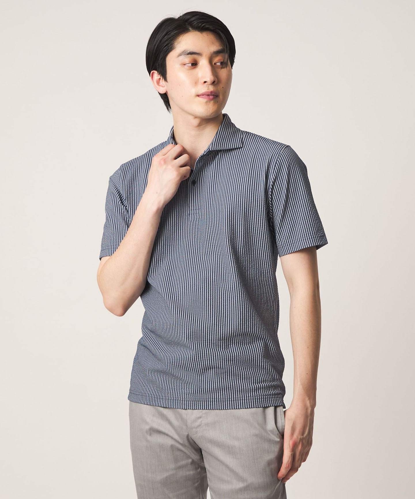 A DAY IN THE LIFE＞泡泡紗寬角領POLO衫吸水速乾｜outlet a day in the