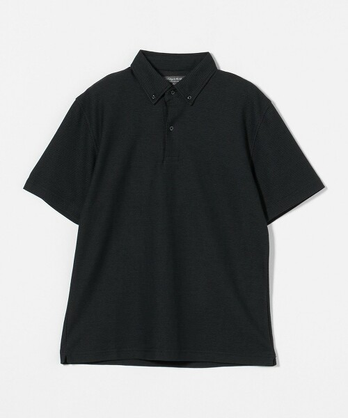 ＜A DAY IN THE LIFE＞緹花橫條紋鹿子織扣領POLO衫 吸水速乾