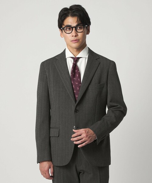 ＜A DAY IN THE LIFE＞人字呢縮絨2釦西裝外套