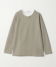 ＜A DAY IN THE LIFE＞混色緹花假兩件開口領上衣