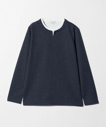 ＜A DAY IN THE LIFE＞混色緹花假兩件開口領上衣