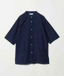 ＜A DAY IN THE LIFE＞泡泡紗輕鬆立領5分袖襯衫