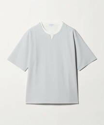 ＜A DAY IN THE LIFE＞絲光加工泡泡紗假兩件開口領上衣 吸水速乾