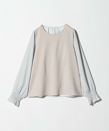 ＜A DAY IN THE LIFE＞剪裁×緞面糖果袖上衣