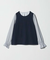 ＜A DAY IN THE LIFE＞剪裁×緞面糖果袖上衣