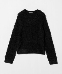 ＜A DAY IN THE LIFE＞羽毛×薄紗V領針織