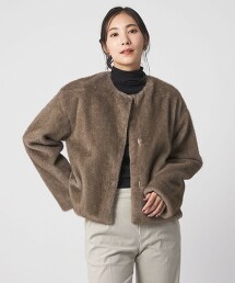 ＜A DAY IN THE LIFE＞仿皮草無領短外套