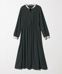 ＜A DAY IN THE LIFE＞印花抓皺開襟領洋裝