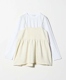 ＜A DAY IN THE LIFE＞皺褶天鵝絨吊帶背心＋T恤