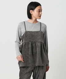 ＜A DAY IN THE LIFE＞皺褶天鵝絨吊帶背心＋T恤