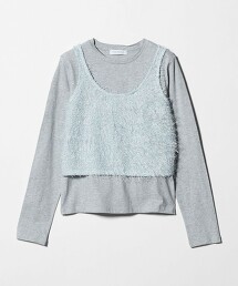 ＜A DAY IN THE LIFE＞流蘇×亮片背心＋上衣套組