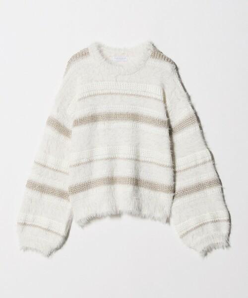 ＜A DAY IN THE LIFE＞羽毛多彩橫條紋針織