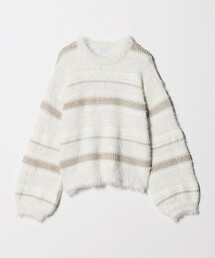 ＜A DAY IN THE LIFE＞羽毛多彩橫條紋針織