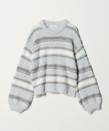 ＜A DAY IN THE LIFE＞羽毛多彩橫條紋針織