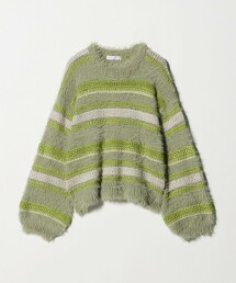 ＜A DAY IN THE LIFE＞羽毛多彩橫條紋針織