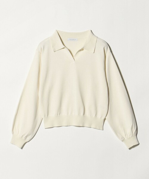 ＜A DAY IN THE LIFE＞開襟領POLO泡泡袖針織