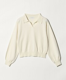 ＜A DAY IN THE LIFE＞開襟領POLO泡泡袖針織