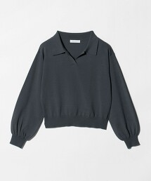 ＜A DAY IN THE LIFE＞開襟領POLO泡泡袖針織