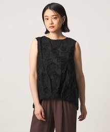 ＜A DAY IN THE LIFE＞棉織帶刺繡無袖罩衫
