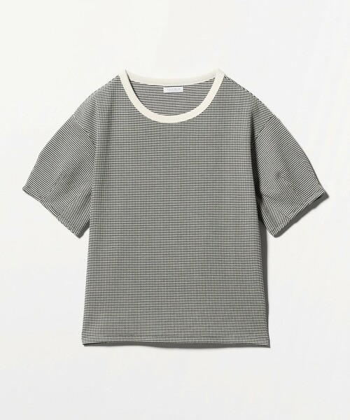 ＜A DAY IN THE LIFE＞華夫格橫條紋打褶袖T恤