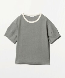 ＜A DAY IN THE LIFE＞華夫格橫條紋打褶袖T恤