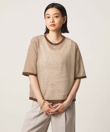 ＜A DAY IN THE LIFE＞透膚多彩橫條紋短袖針織