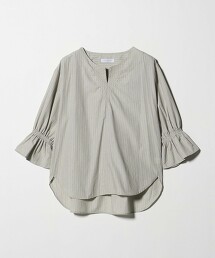 ＜A DAY IN THE LIFE＞壓線開口領糖果袖罩衫