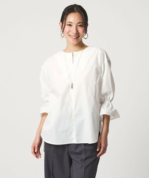 ＜A DAY IN THE LIFE＞壓線鑰匙領糖果7分袖罩衫