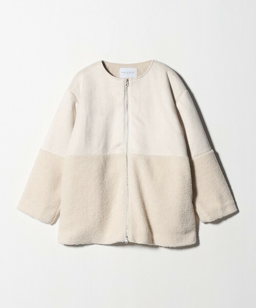 ＜A DAY IN THE LIFE＞仿羊絨毛絨刷毛無領大衣