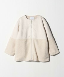 ＜A DAY IN THE LIFE＞仿羊絨毛絨刷毛無領大衣