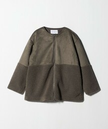 ＜A DAY IN THE LIFE＞仿羊絨毛絨刷毛無領大衣