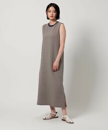 ＜A DAY IN THE LIFE＞華夫格橫條紋無袖洋裝