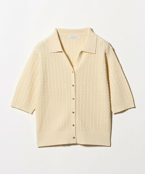 ＜A DAY IN THE LIFE＞繩紋5分袖POLO開襟衫