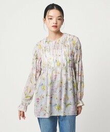 ＜EMMEL REFINES＞花朵縮褶長版上衣