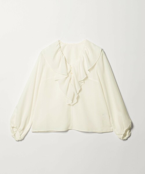 ＜EMMEL REFINES＞ 短纖巴厘紗褶邊罩衫
