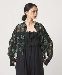 ＜EMMEL REFINES＞ 花朵印花透膚襯衫