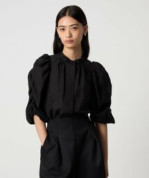 ＜EMMEL REFINES＞ 抓皺袖立領罩衫