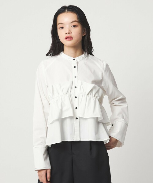 ＜EMMEL REFINES＞ 立領荷葉邊襯衫