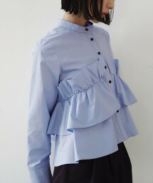 ＜EMMEL REFINES＞ 立領荷葉邊襯衫