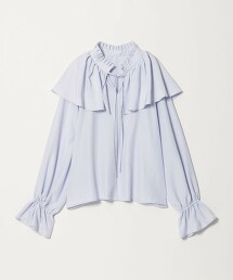 ＜EMMEL REFINES＞ 緞面領口打摺荷葉邊罩衫