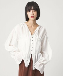 ＜EMMEL REFINES＞ 條紋抓皺罩衫