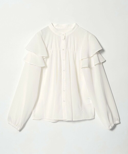 ＜EMMEL REFINES＞ 楊柳褶邊立領罩衫