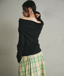 ＜EMMEL REFINES＞ 螺紋針織寬鬆落肩上衣