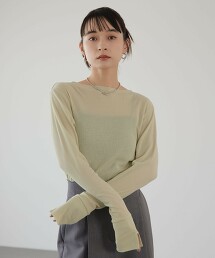 ＜EMMEL REFINES＞ 羅紋抽針船領長袖上衣