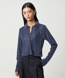 ＜EMMEL REFINES＞ 天鵝絨鈕扣領長袖上衣